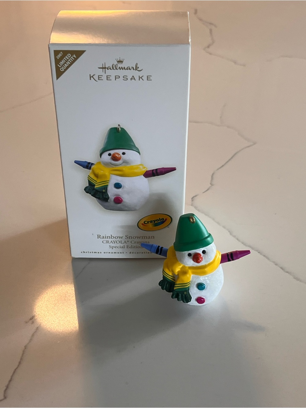Hallmark Keepsake Rainbow Snowman Ornament - Green Hat, Yellow Scarf